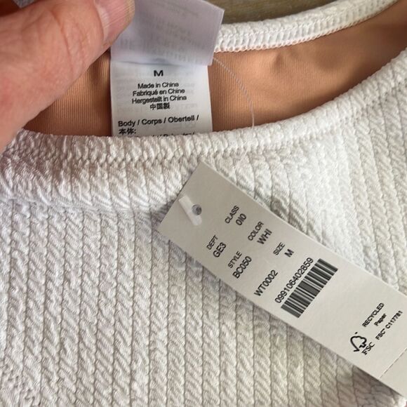 J Crew Textured curved-waist cheeky bikini bottom Medium White‎ - Picture 4 of 6